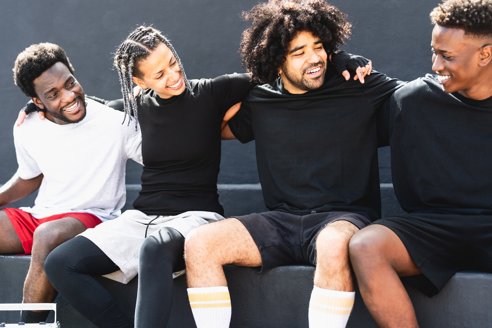 Young African American people having fun outdoor - Urban street people lifestyle